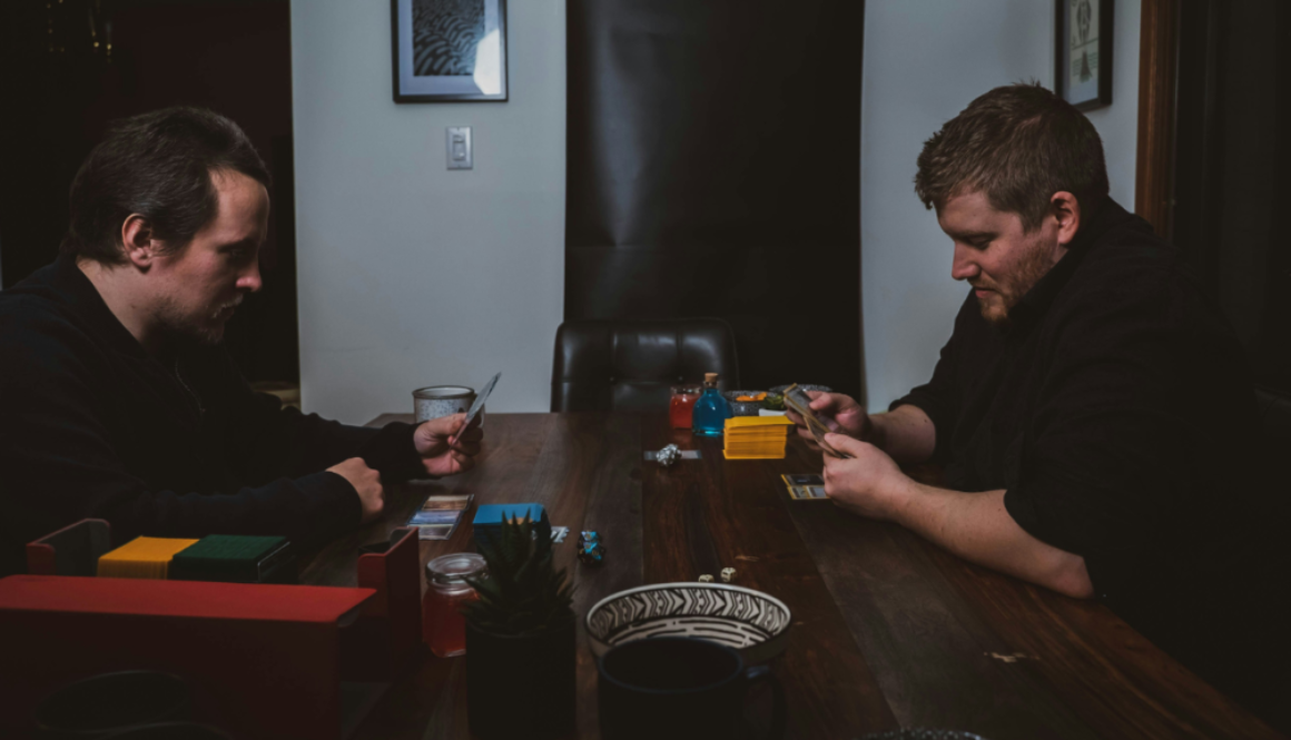 Two men in intense conversation.