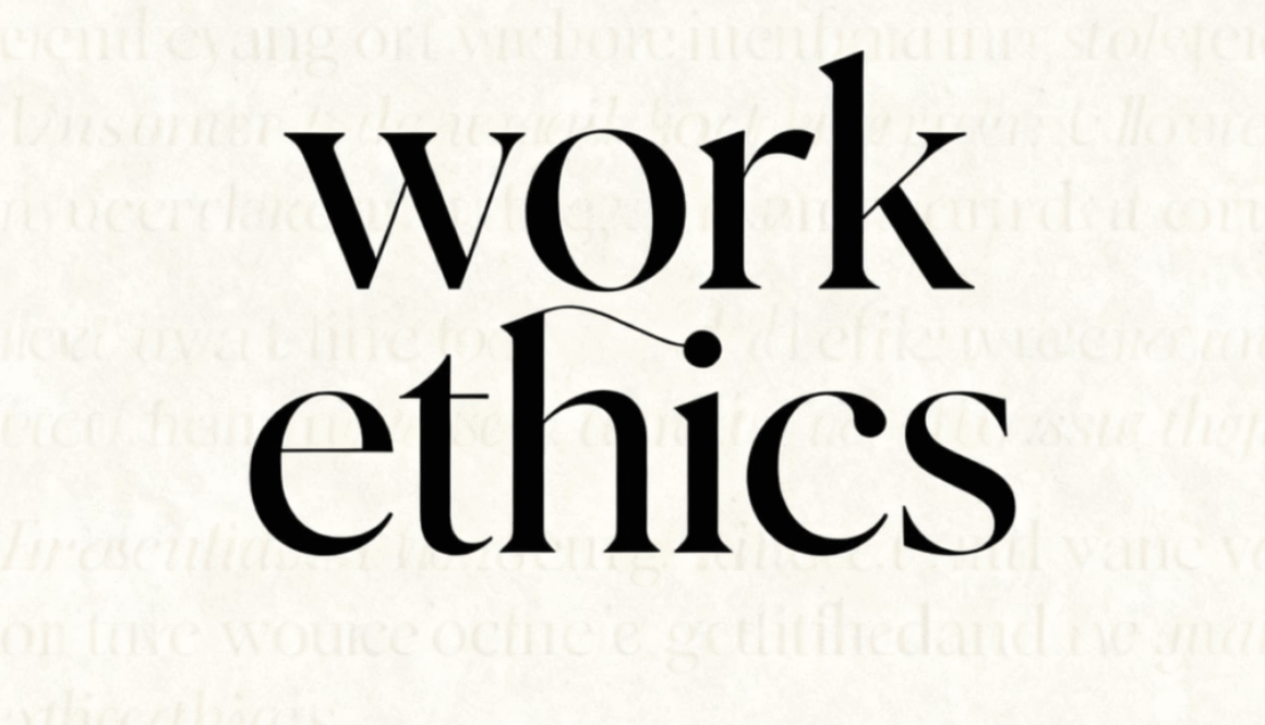 It is just written 'work ethics' with white background