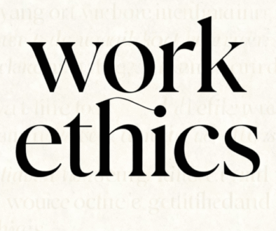 It is just written 'work ethics' with white background